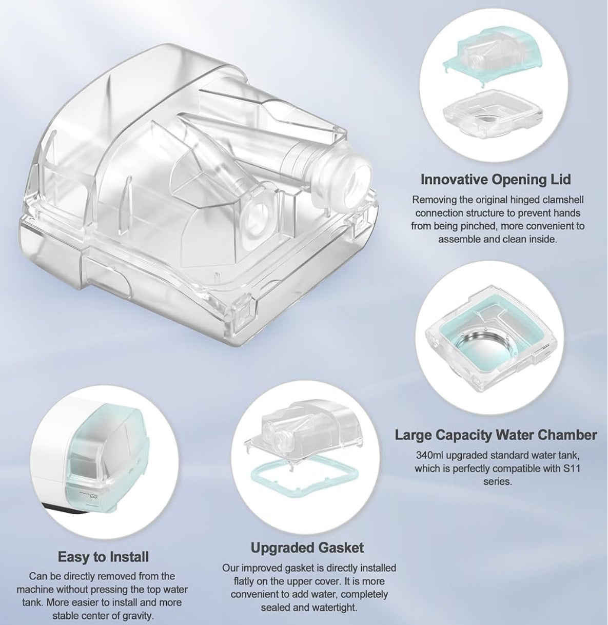 Replacement Water Chamber for AirSense 11, HumidAir Water Tub for S11 Series SelfiMed UK