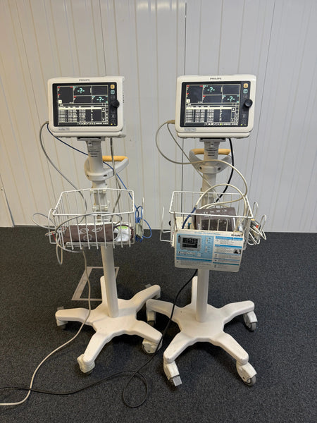 Philips SureSigns VM4 Patient Monitor with ECG, SPO2 & NIBP Cables on Rollstand Philips