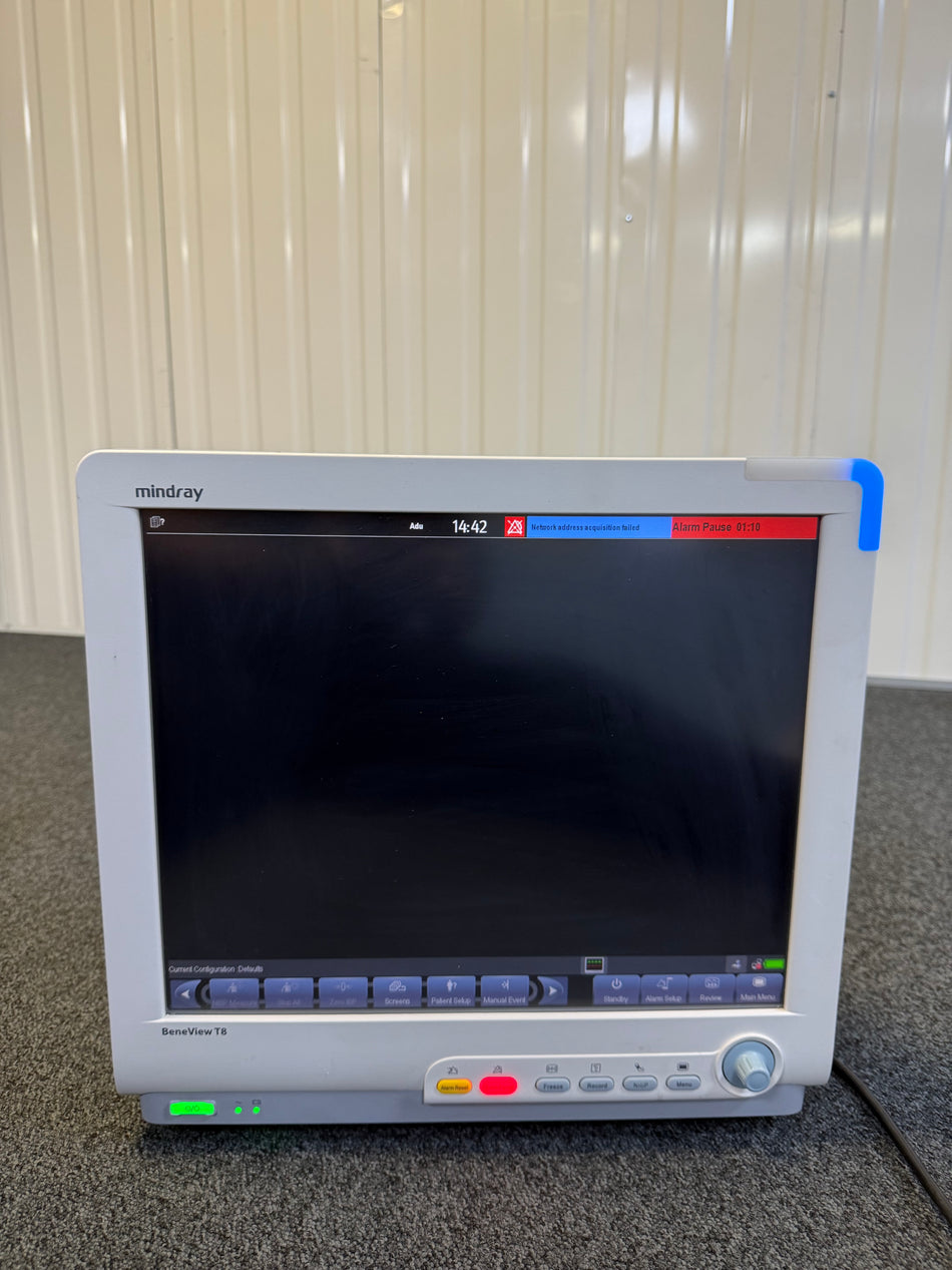 BeneView T8 patient monitor with ECG and SpO₂ cables