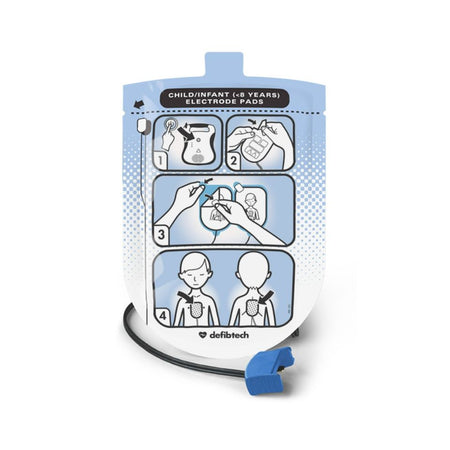 Defibtech child AED defibrillation pads in sealed packaging