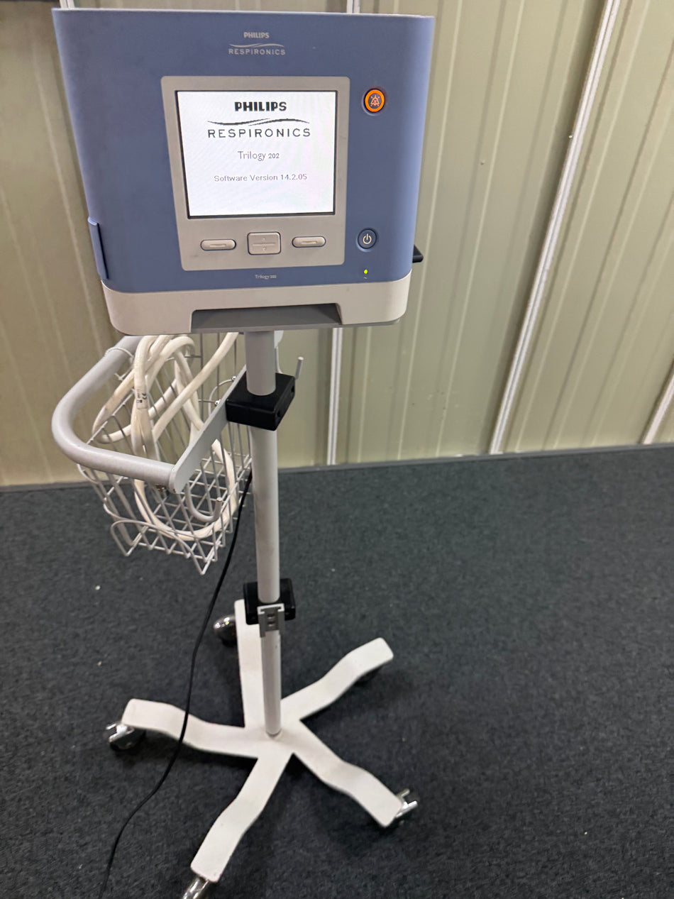 Philips Respironics Trilogy 202 Ventilator Software Version 14.2.05 - Blower Hours 491.1 Hrs on Stand Philips