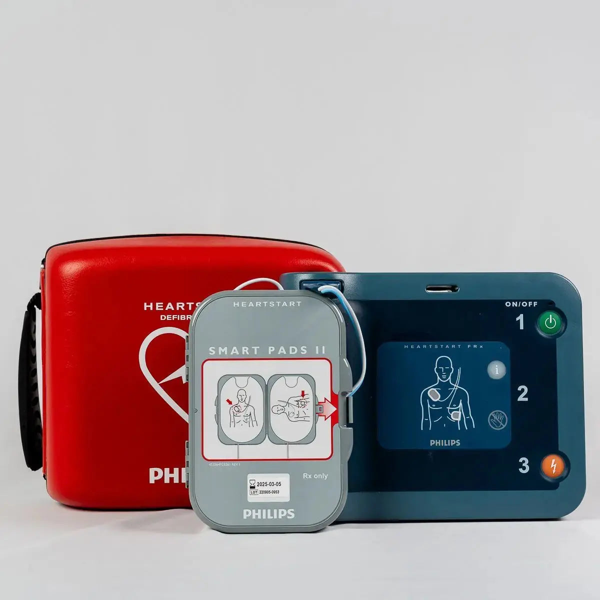 Front view of Philips HeartStart FRx AED unit