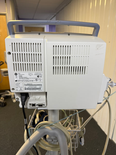 GE B20 monitor on trolley stand in clinical ward setting
