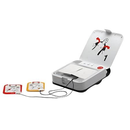 LIFEPAK CR2 AED front view with pads