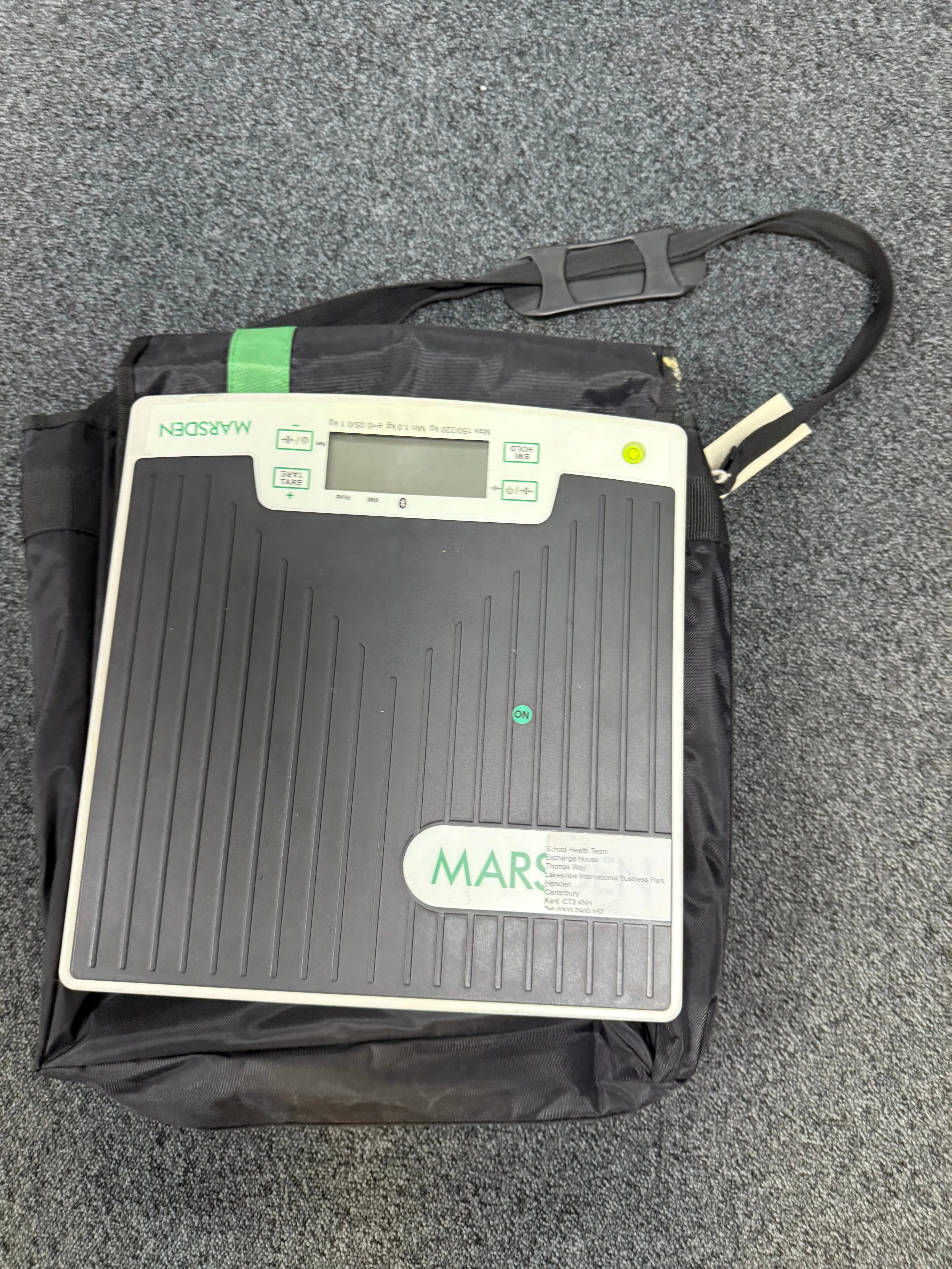 Marsden M-420 digital scale shown inside optional carry case