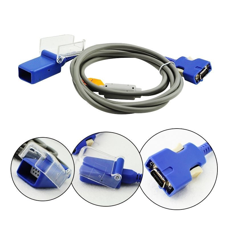 Nellcor Oximax adapter cable connected to GE patient monitor
