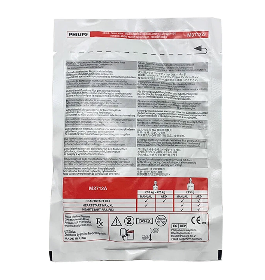 Philips M3713A defibrillator pads with connector