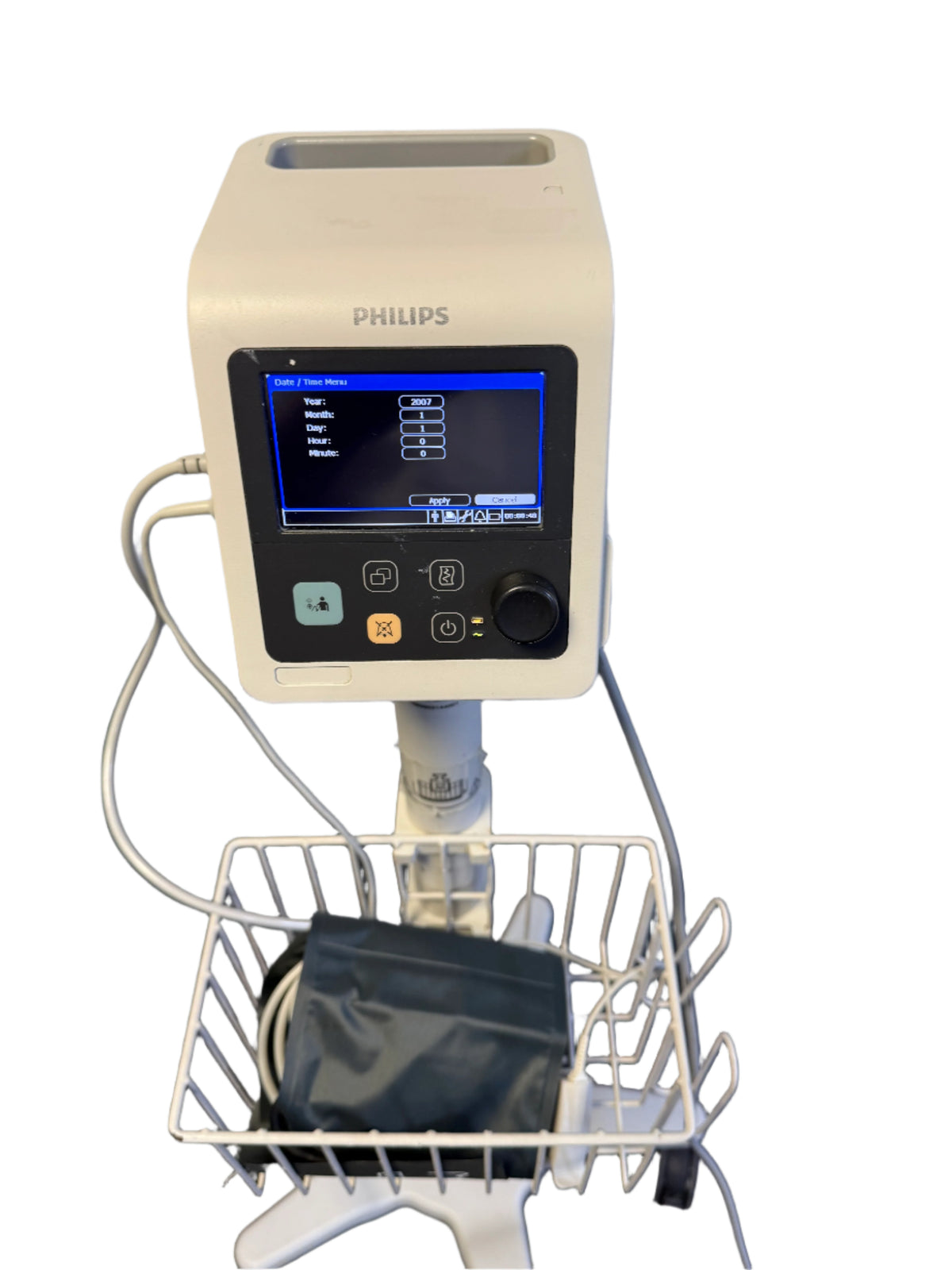 Philips SureSign VS2+ patient monitor with SpO₂ and NIBP cables