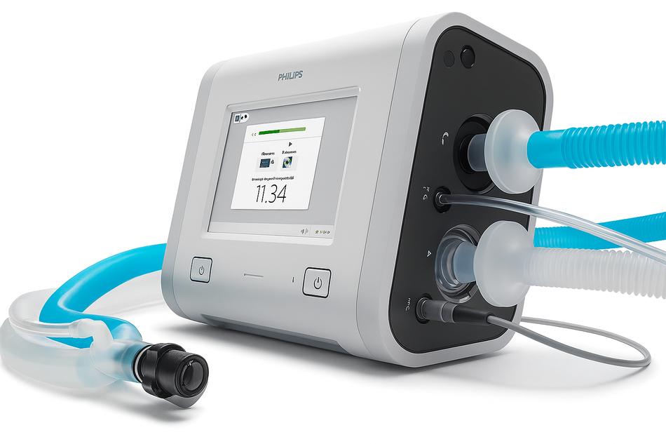 Philips Trilogy Evo setup with external flow sensor and hose
