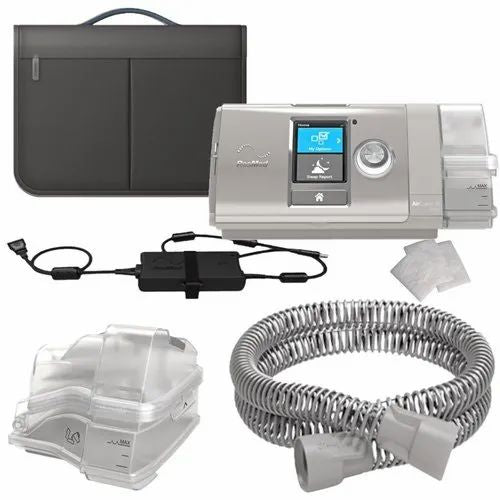 ResMed AirCurve 10 ST-A BiLevel CPAP Machine With HumidAir with accessories on a white background
