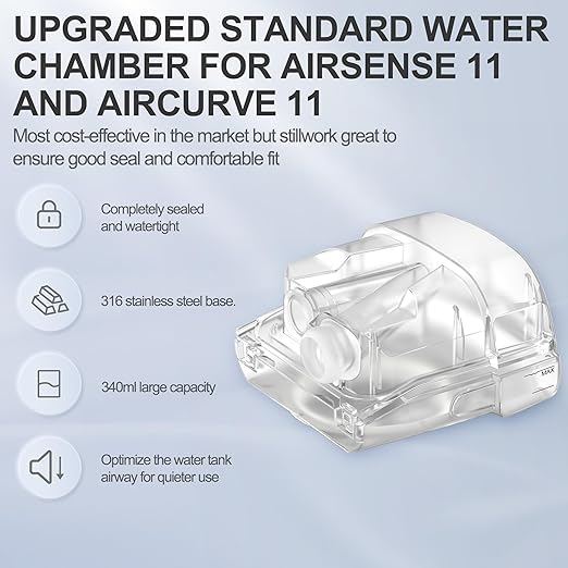 Transparent water chamber with secure sealing lid for CPAP humidification