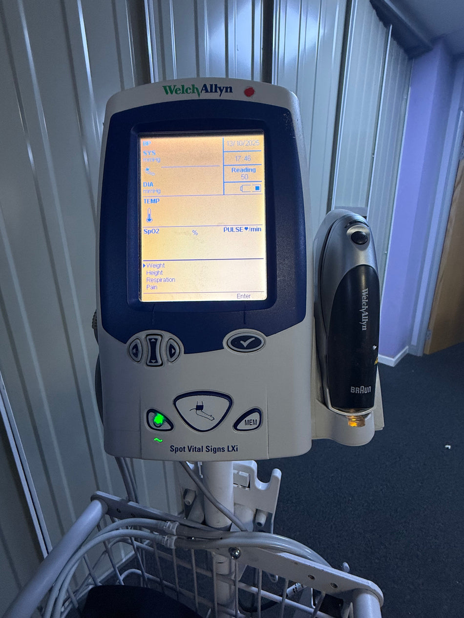 Welch Allyn LXI Spot Vital Signs Monitor on Stand with Power Supply and Accessories SelfiMed UK