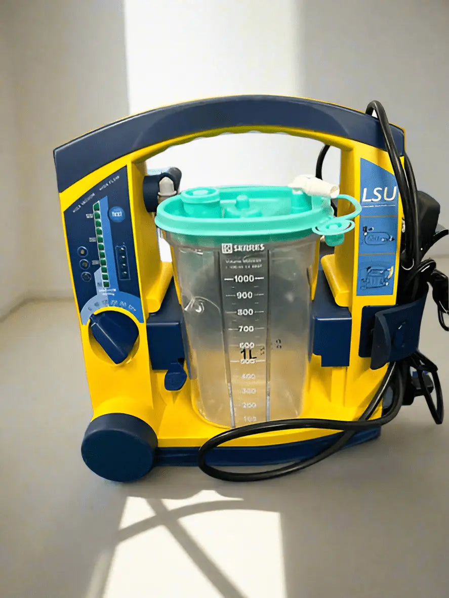 Laerdal Suction Unit LSU with Serres Suction Cup Bag Canister - SelfiMed UK