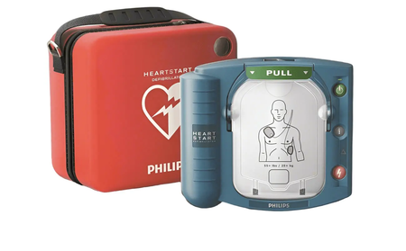 Philips/Laerdal HS1 AED Defibrillator with Pads & Carry Case - New LiMnO2 M5070A Battery