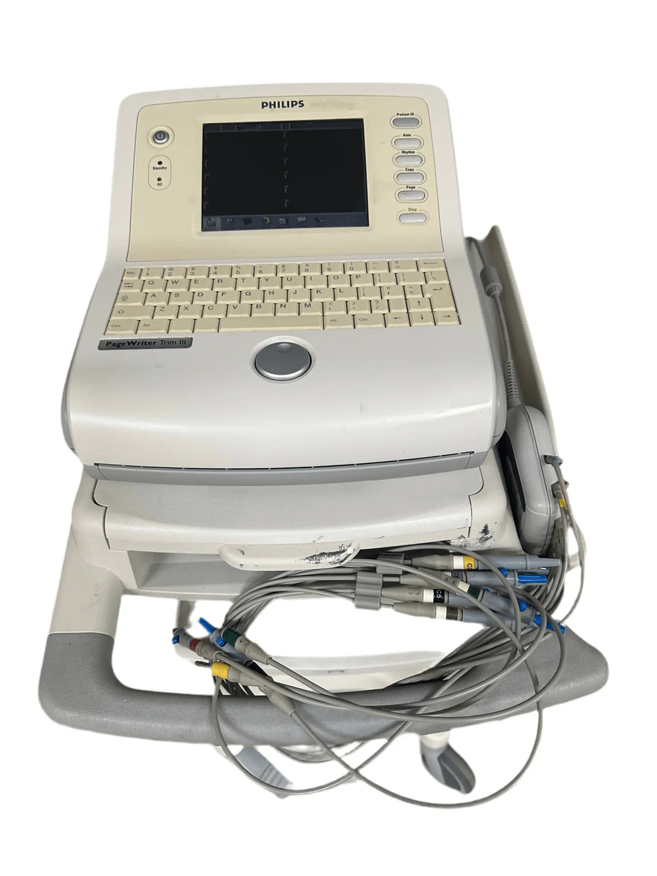Philips PageWriter Trim II ECG Machine on Stand with 10 Lead ECG Leads - SelfiMed UK