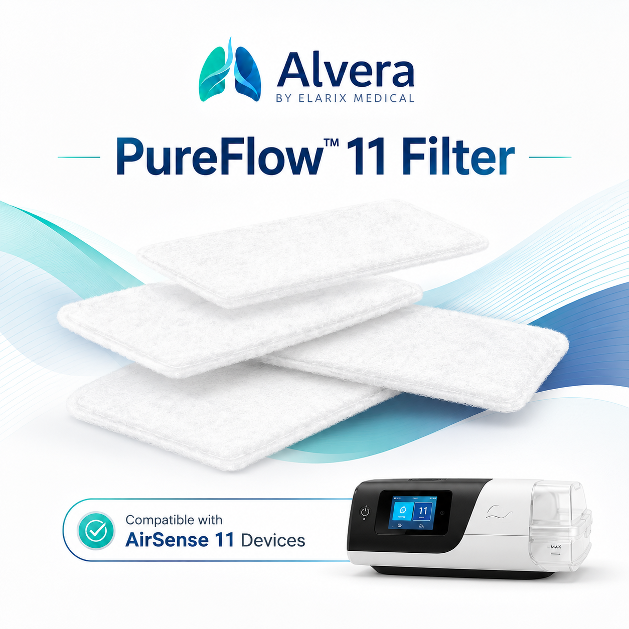 ALVERA PureFlow 11 Filter Compatible with AirSense 11 Devices