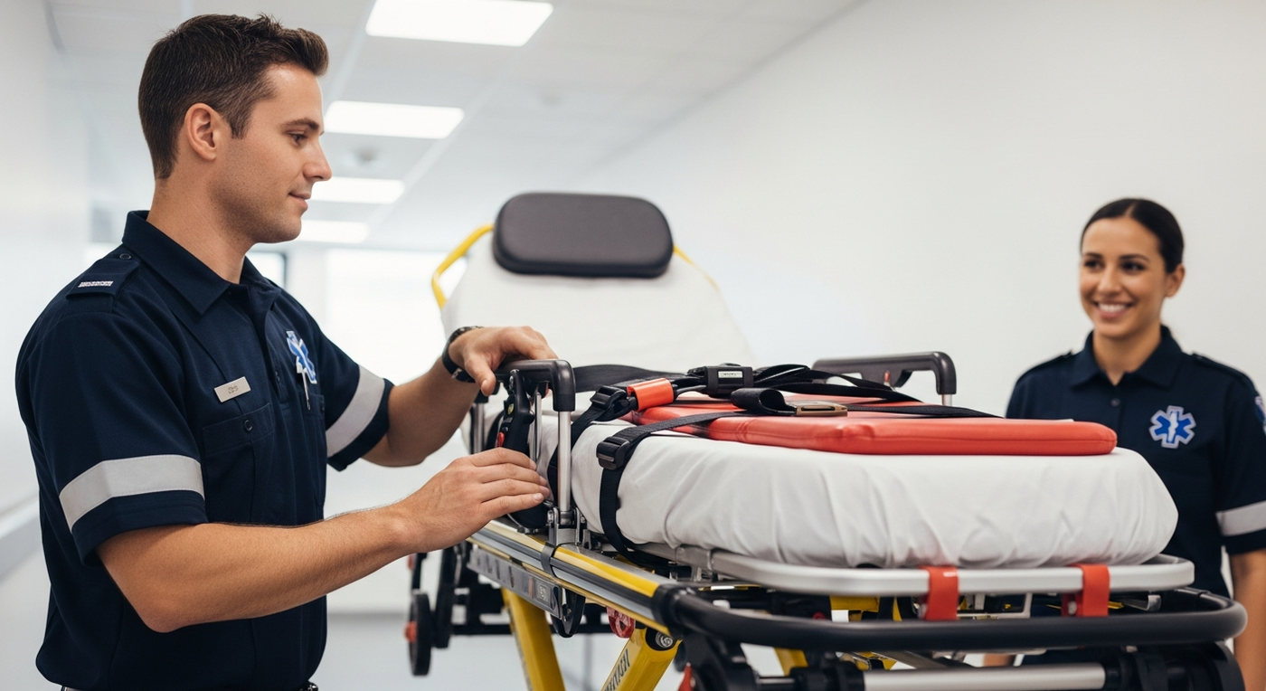 Prevent Paramedic Back Injury & Patient Falls with Proper Stretchers - paramedic back pain, patient transport safety, ambulance stretcher UK