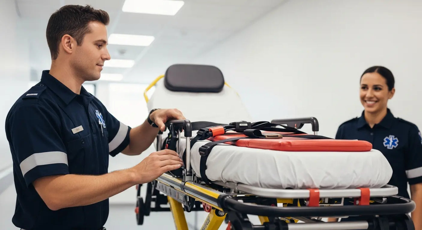 Prevent Paramedic Back Injury & Patient Falls with Proper Stretchers - paramedic back pain, patient transport safety, ambulance stretcher UK