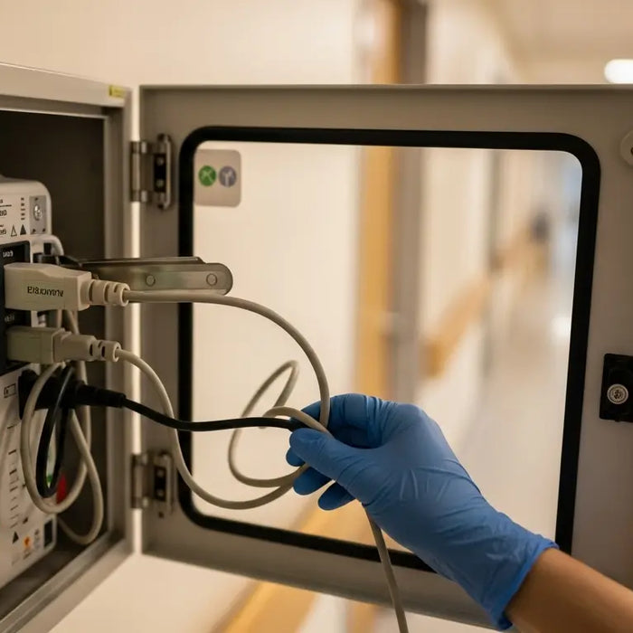 The Defibrillator Maintenance Mistake 70% of Clinical Teams Make - defibrillator cable management, medical equipment organization, defibrillator accessories