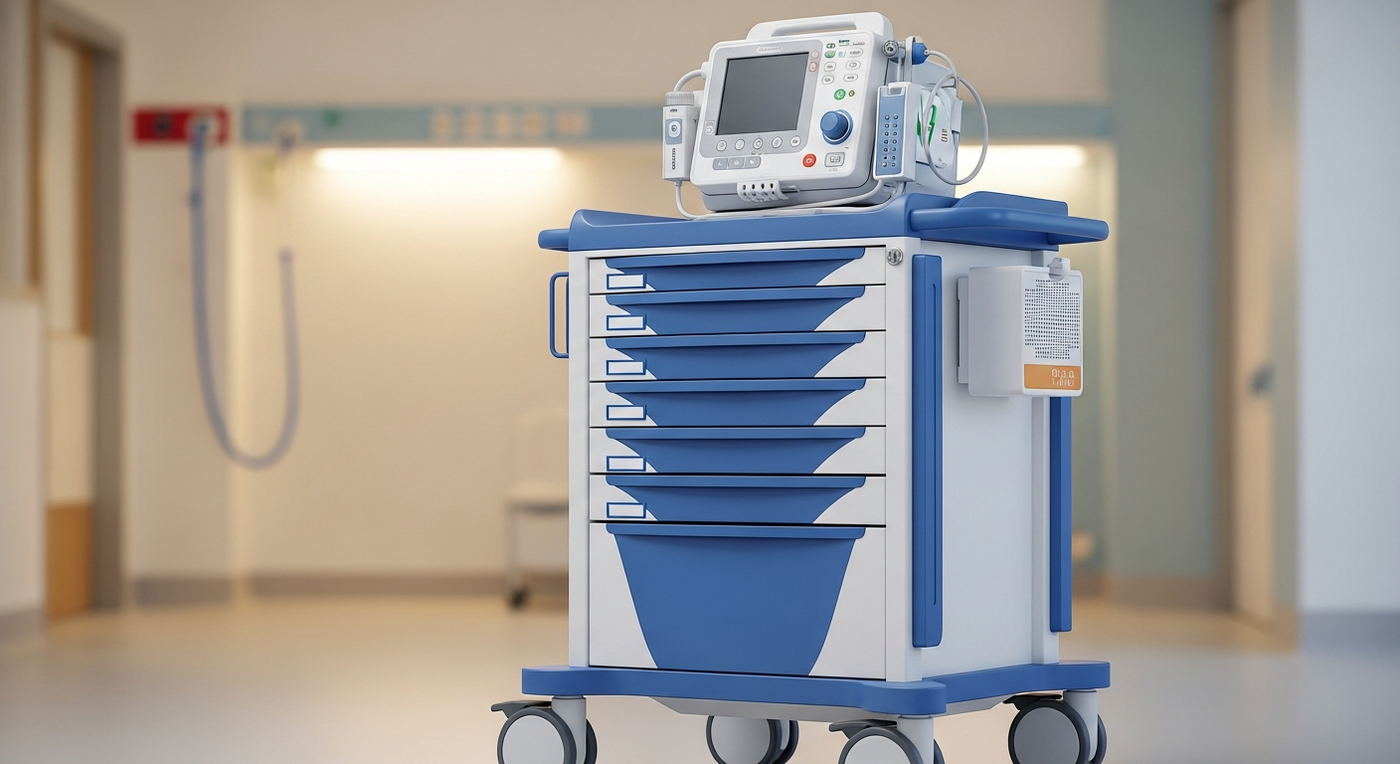 Seconds Count: Reducing Code Blue Response Times in Hospitals - Code Blue response, cardiac arrest equipment, hospital emergency trolley