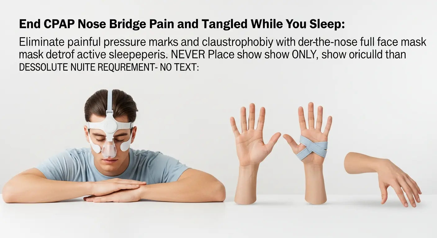 End CPAP Nose Bridge Pain and Tangled Hoses While You Sleep - CPAP nose bridge sores, nasal bridge pressure marks, tangled CPAP hose
