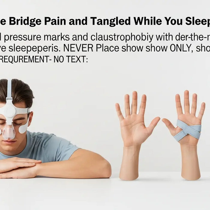 End CPAP Nose Bridge Pain and Tangled Hoses While You Sleep - CPAP nose bridge sores, nasal bridge pressure marks, tangled CPAP hose