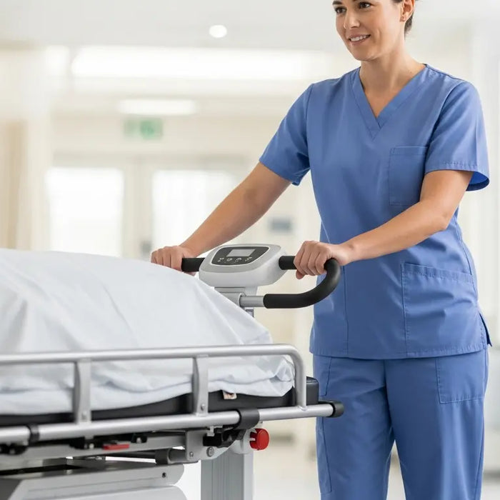 Stop Nurse Back Strain: The Power of Electric Patient Trolleys - nurse back pain, hospital manual handling risks, musculoskeletal disorders in healthcare