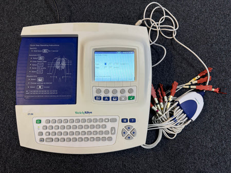 10-lead ECG cable connected to Welch Allyn CP200