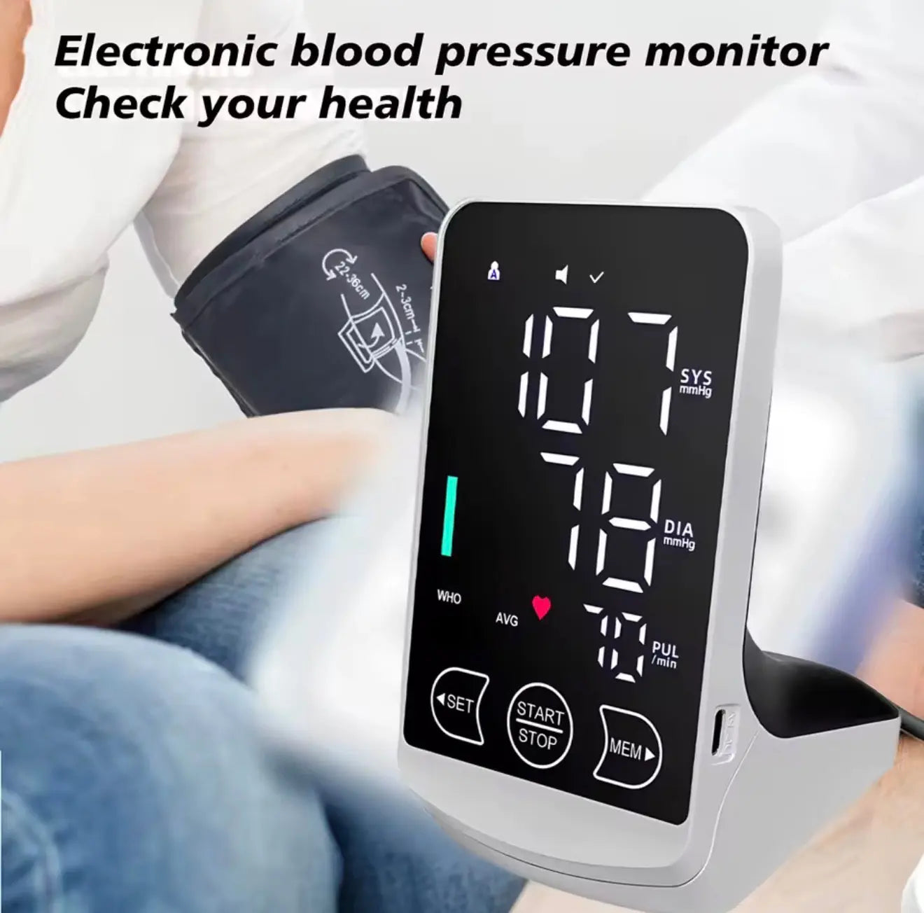 Voice Tonometer Portable LED Upper Arm Smart Blood Pressure Monitor SelfiMed UK