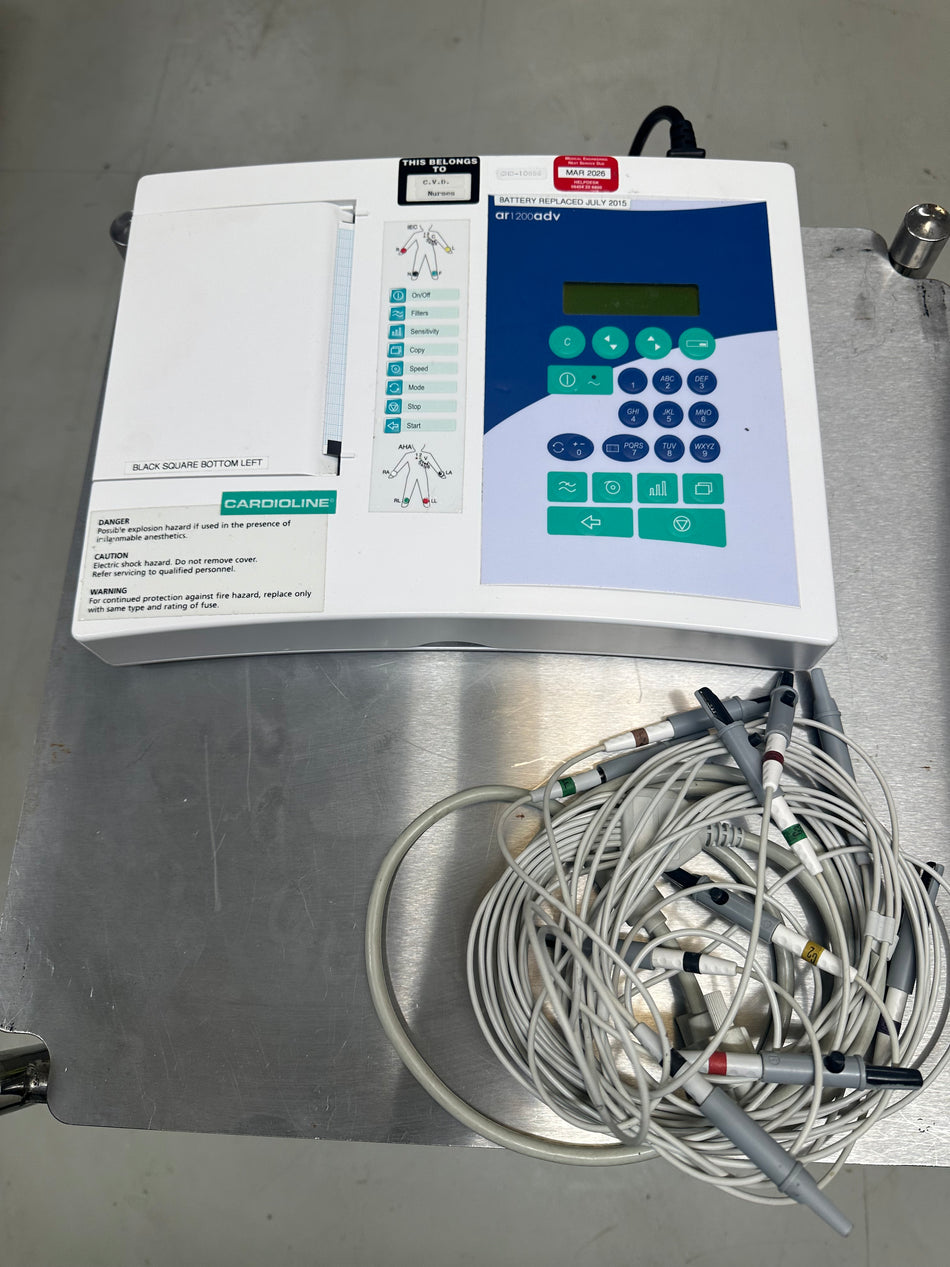 Cardioline AR1200 ADV ECG Recorder with Leads & Carry Case