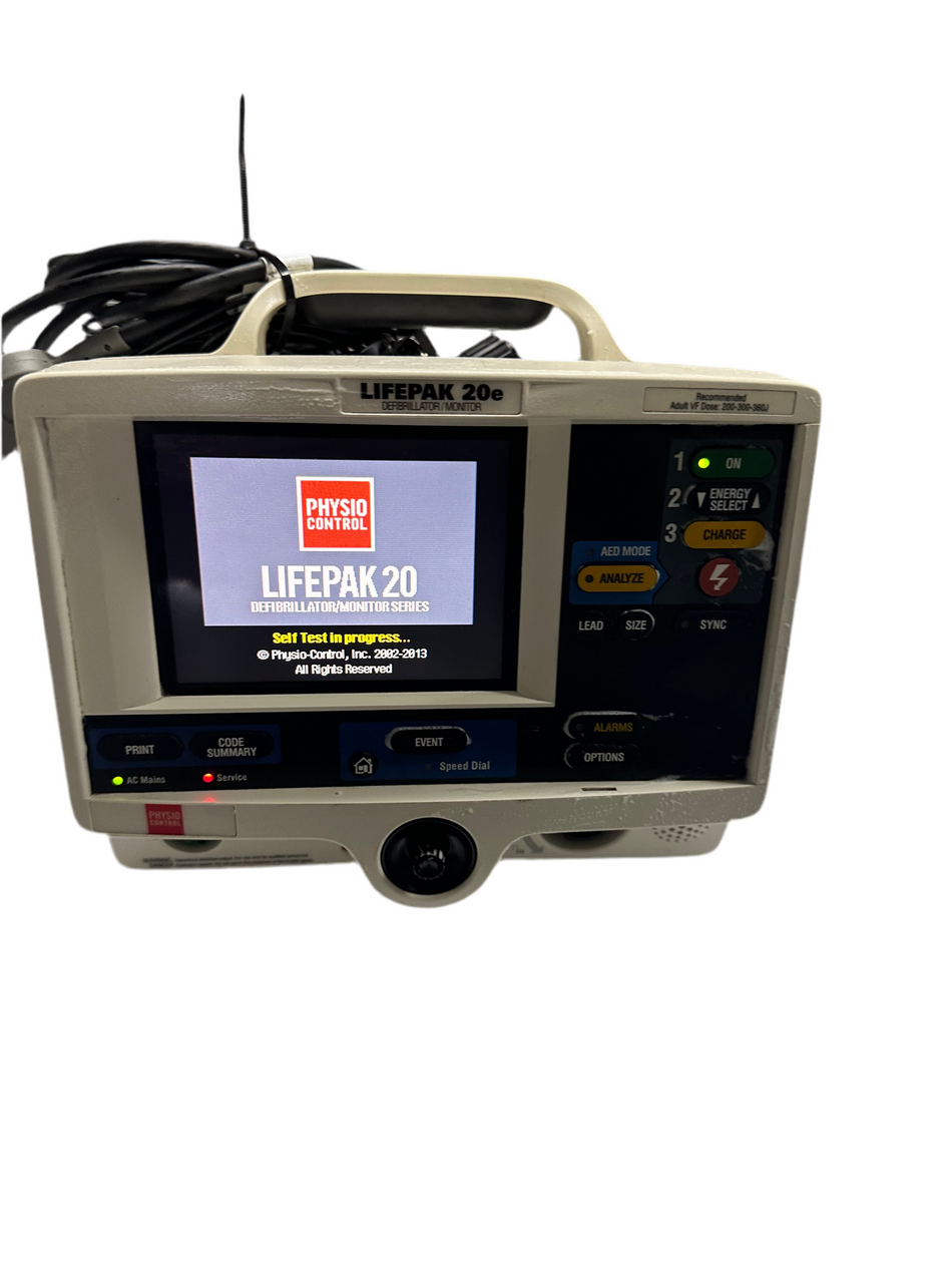 Physio Control Medtronic Lifepak 20e Defibrillator / Monitor with ECG and Printer Options with ECG Leads