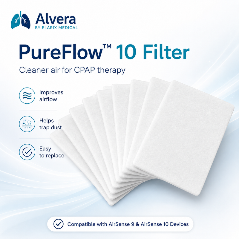 ALVERA PureFlow 10 Filter Compatible with AirSense 9 & AirSense 10 Devices