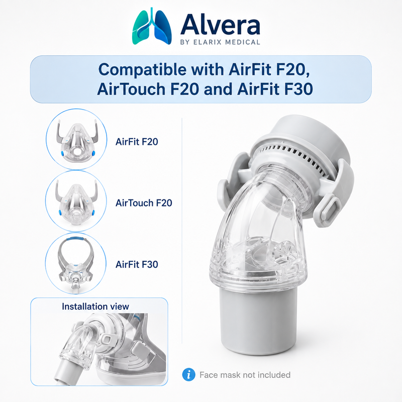 Alvera AirLink 360 Swivel Elbow for AirFit F20, AirTouch F20 and AirFit F30 Masks Single Pack