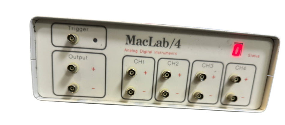 ADInstruments MacLab/4e close-up showing four input ports