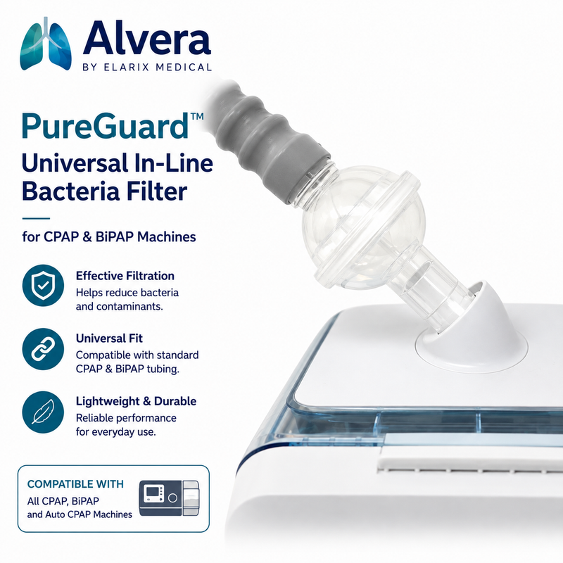 ALVERA PureGuard™ Universal In-Line Bacteria Filter for CPAP & BiPAP Machines SelfiMed UK