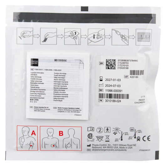 Adult electrode pads compatible with Lifepak 500 and 1000