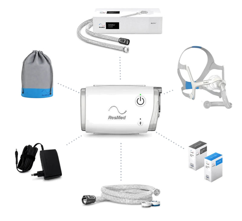 ResMed AirMini Auto Travel CPAP Machine Bundle with AirFit N20 Nasal CPAP Mask