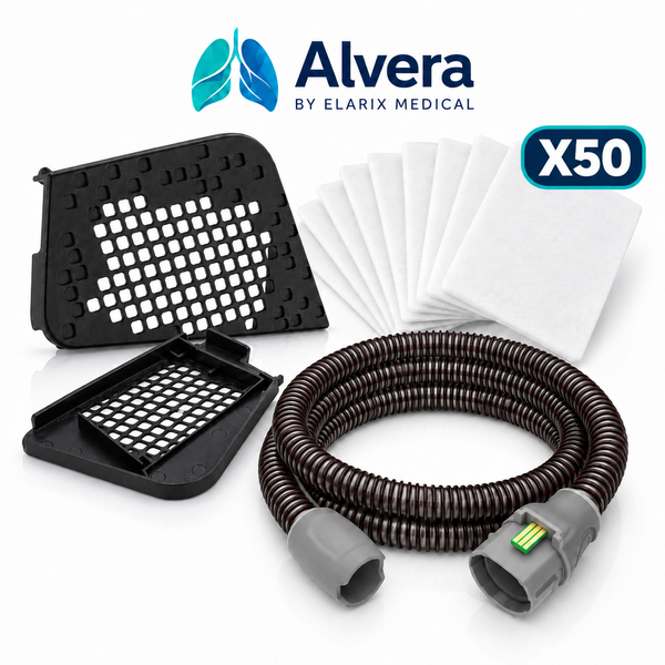 Alvera AirSense 10 Replacement Kit – ThermaAir 10 Heated Tube, AirGuard Filter Cover 2-Pack & PureFlow 10 Filters 50-Pack