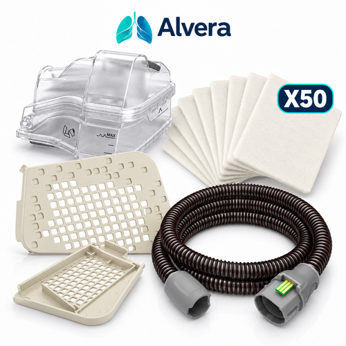 Alvera AirSense 10 Replacement Kit – AquaPure 10 Water Chamber, ThermaAir 10 Heated Tube, Beige AirGuard Filter SelfiMed UK