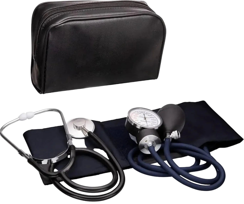 Professional Aneroid Sphygmomanometer with Carrying Case – Adult Sized Cuff(5.3"-20.8") – Bp Monitor Set with Stethoscope (Black) SelfiMed UK