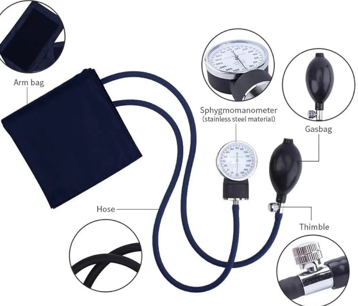 Professional Aneroid Sphygmomanometer with Carrying Case – Adult Sized Cuff(5.3"-20.8") – Bp Monitor Set with Stethoscope (Black) SelfiMed UK