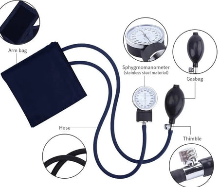 Professional Aneroid Sphygmomanometer with Carrying Case – Adult Sized Cuff(5.3"-20.8") – Bp Monitor Set with Stethoscope (Black) SelfiMed UK