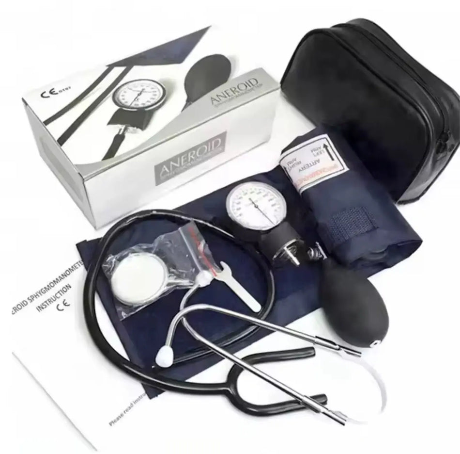 Professional Aneroid Sphygmomanometer with Carrying Case – Adult Sized Cuff(5.3"-20.8") – Bp Monitor Set with Stethoscope (Black) SelfiMed UK