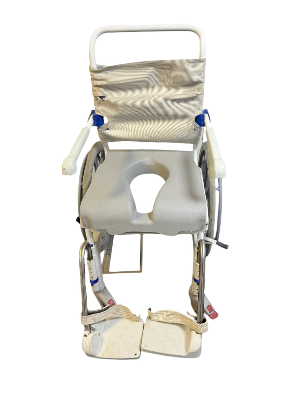 Aquatec Ocean Ergo XL self-propel shower commode chair with ergonomic seat and rear wheels
