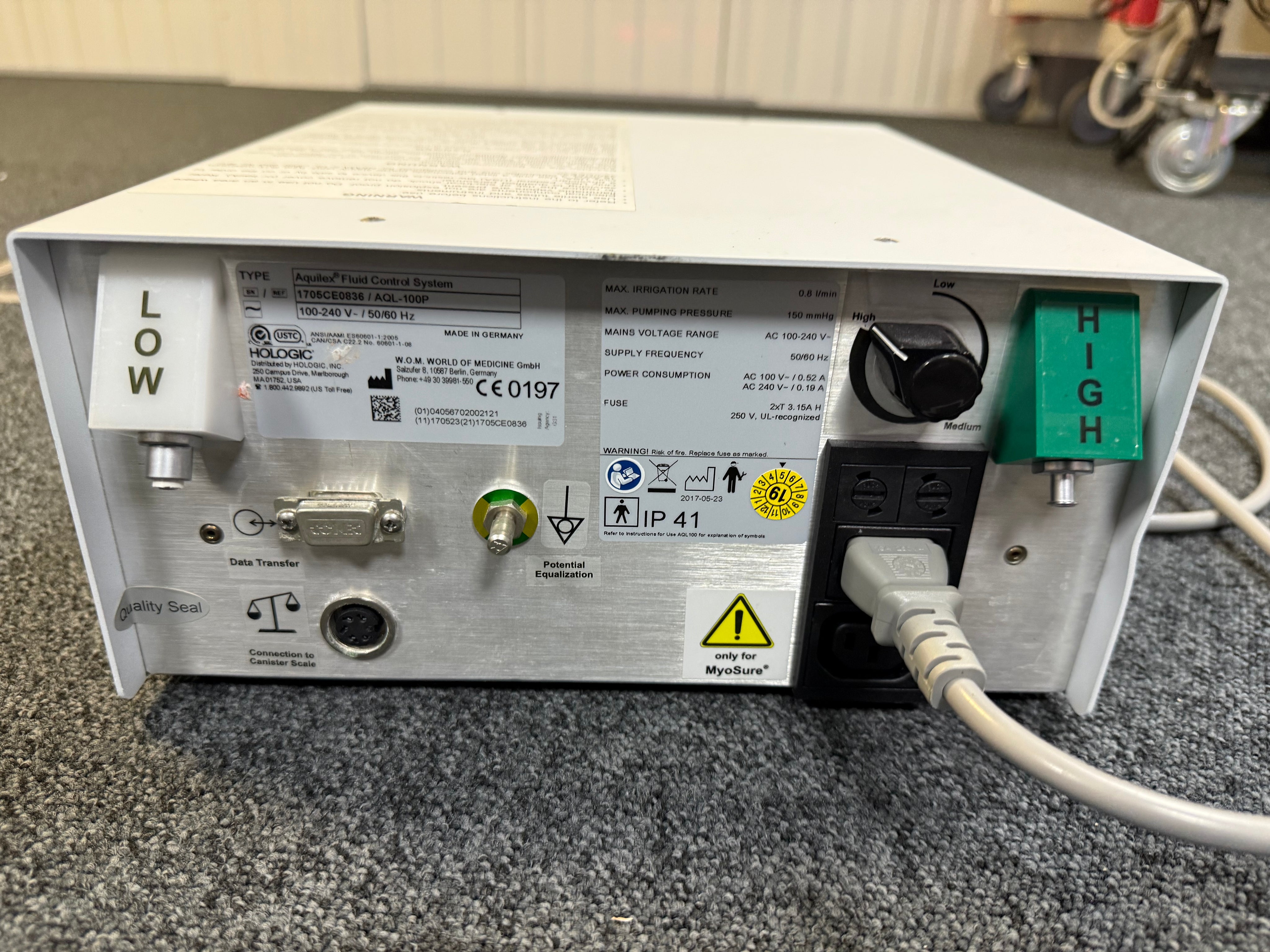 Back display of Aquilex fluid system showing digital interface