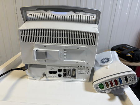 Back view GE B450 monitor full set with additional Patient Data Module and accessories