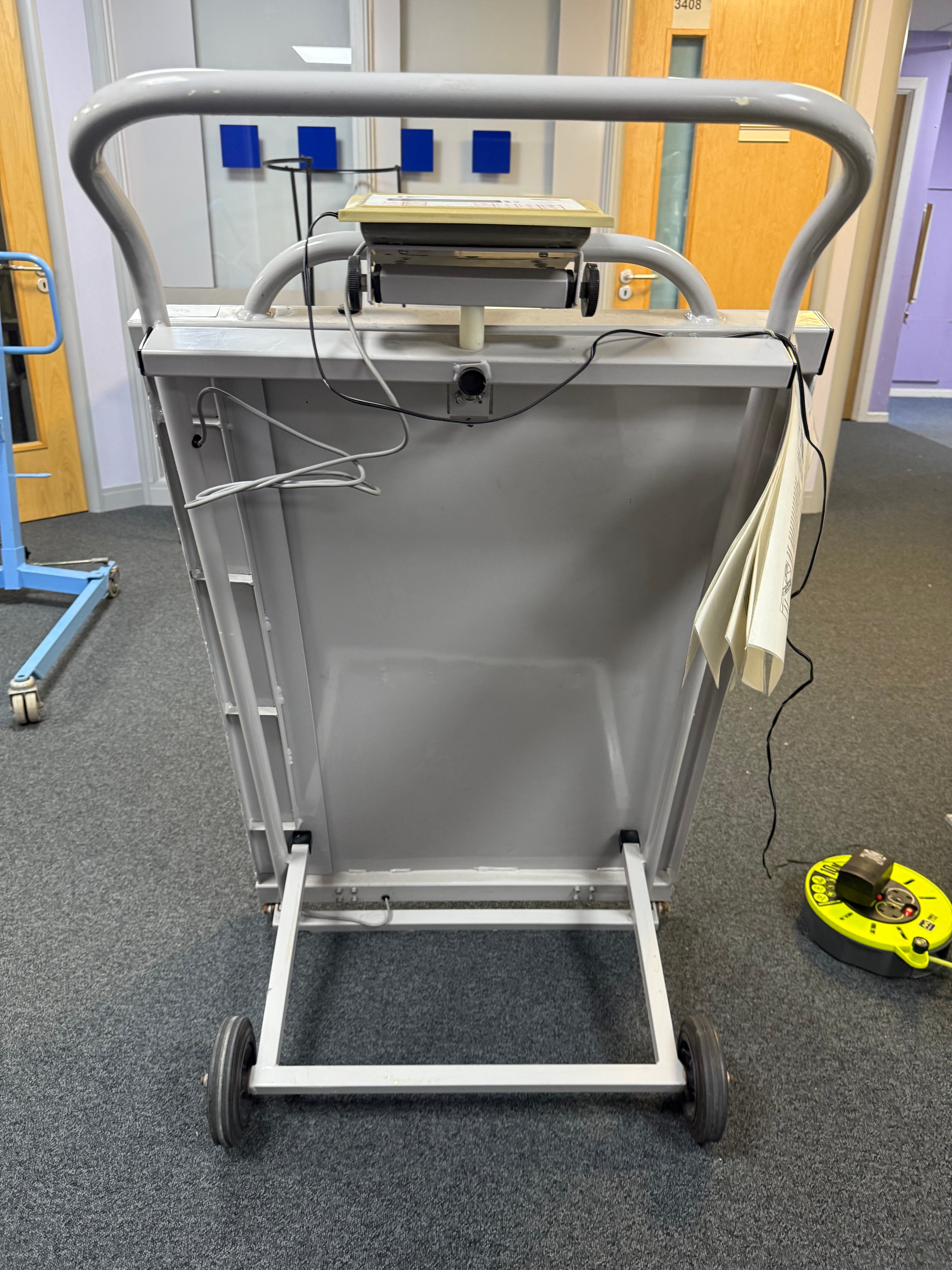 Back view of Seca wheelchair weigher scale.