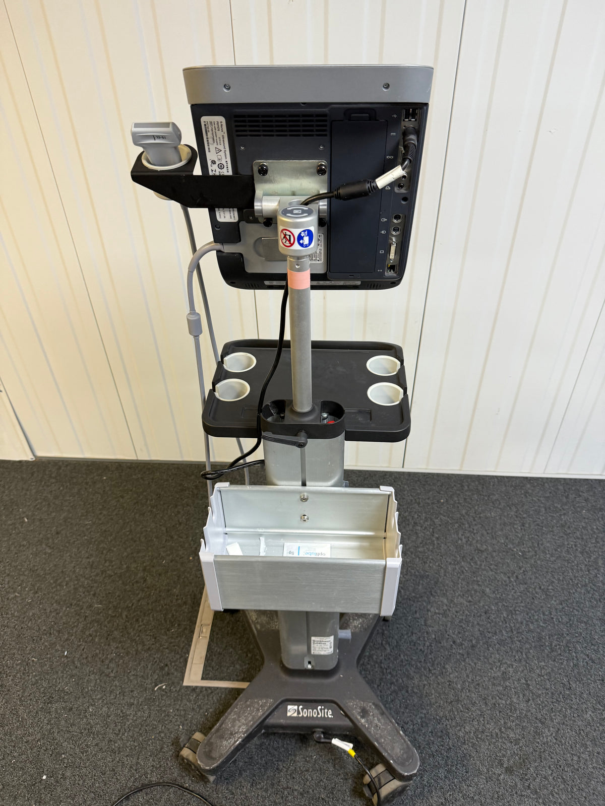 Back view of Sonosite V-Universal trolley with ultrasound