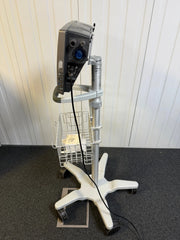 Breas life-support ventilator with rollstand and tubing attached
