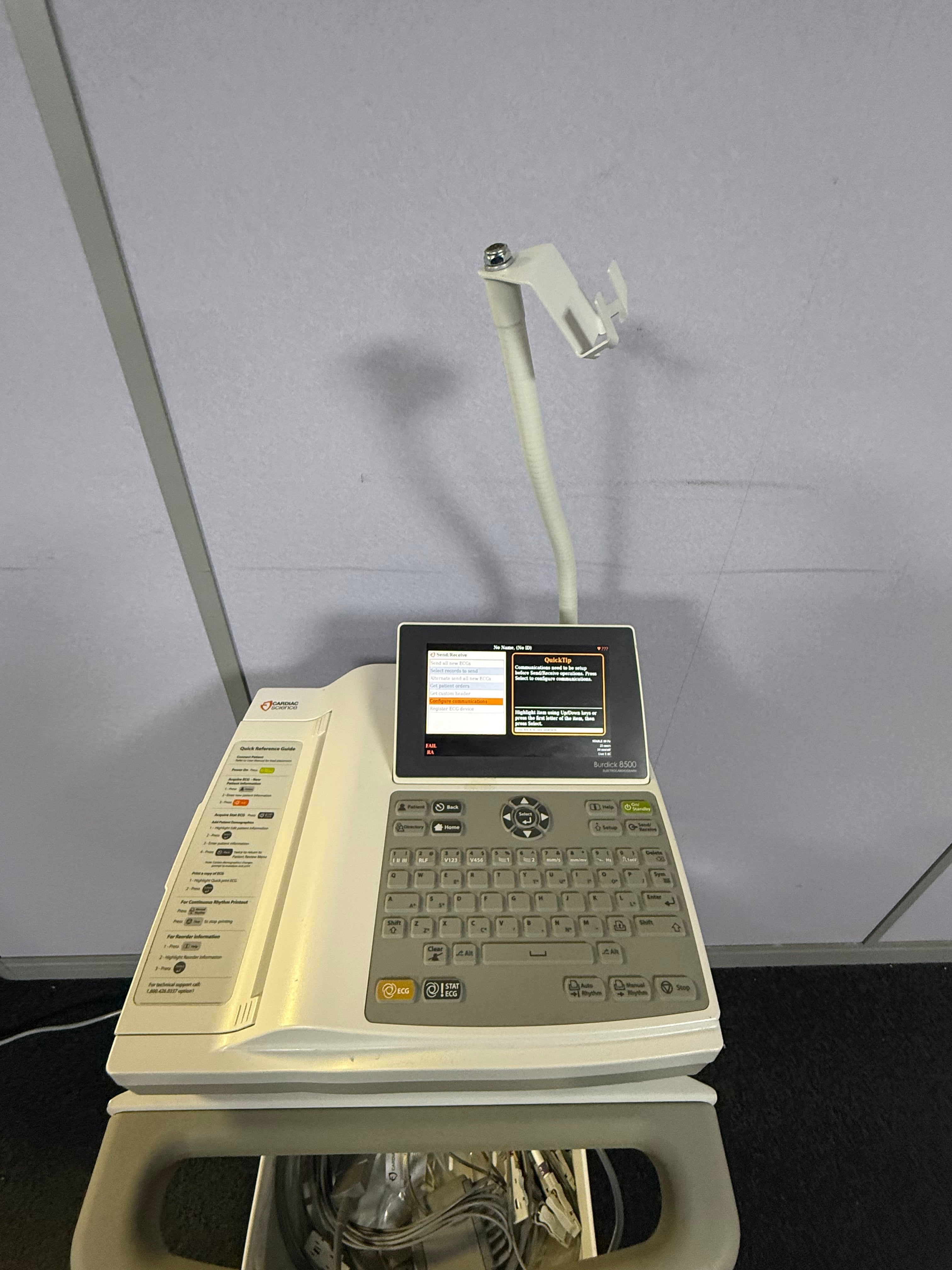 Cardiac Science Burdick 8500 ECG Recorder on Trolley Cardiac Science